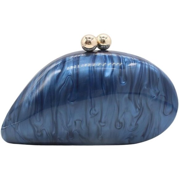 Women Blue Seashell Chain Shoulder Bag for Acrylic Evening Clutch Glitter Bag